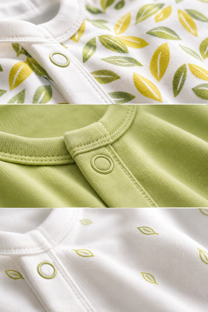 Pack of 3 All-Season Interlock Baby Sleepsuits (0–24 Months)