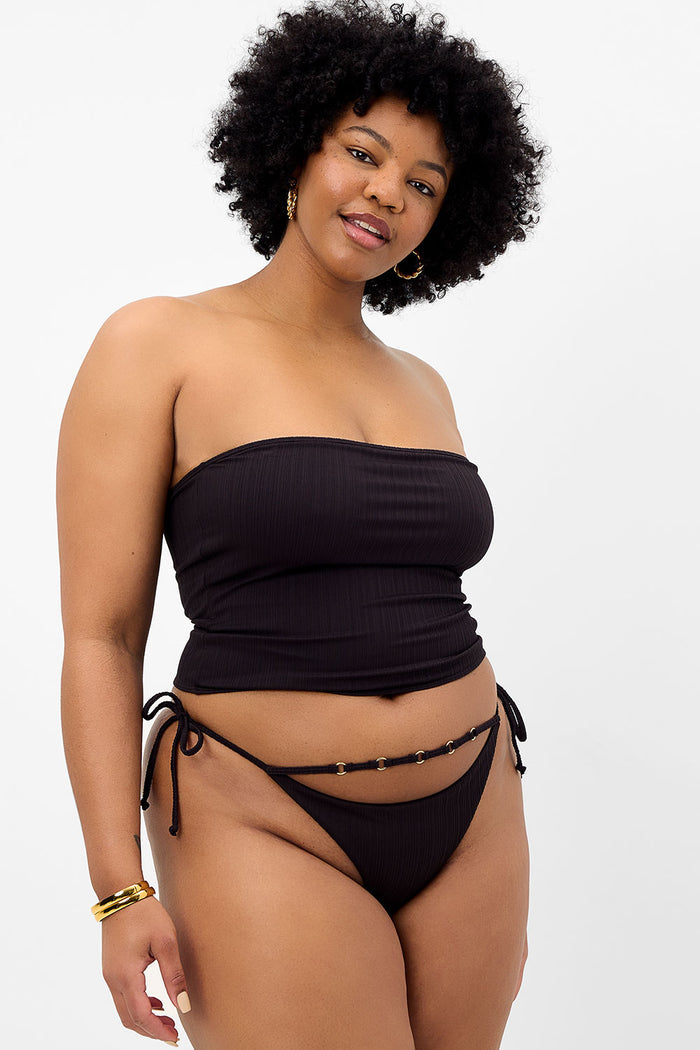 Peace Plissé Strapless Bikini Top Black
