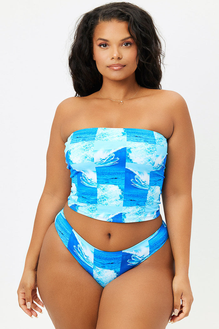 Peace Strapless Long Waves Bikini Top Extended