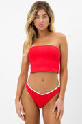 Peace Textured Strapless Bikini Top Flame