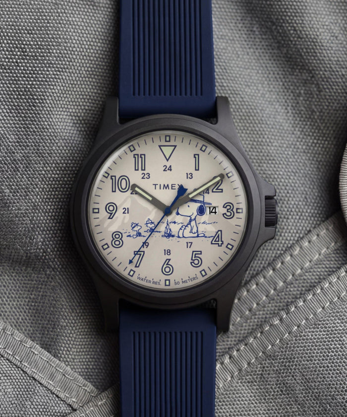 TW2Y84700 Peanuts® x Timex Expedition® Acadia 40mm Silicone Strap Watch Campaign Key Silhouettes (Beauty shots) Image
