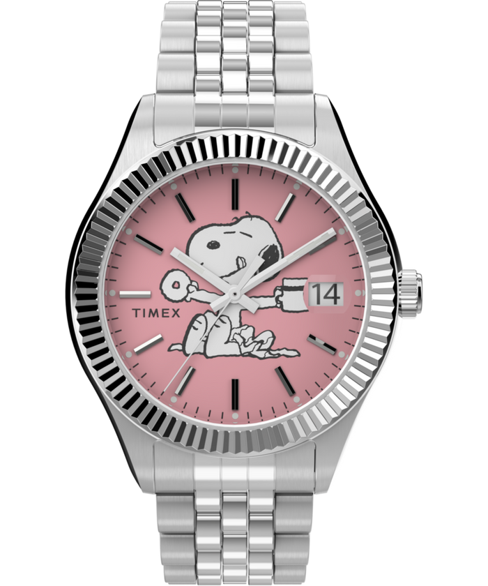TW2V47400 Peanuts® x Timex Legacy 34mm Stainless Steel Bracelet Watch Primary Image