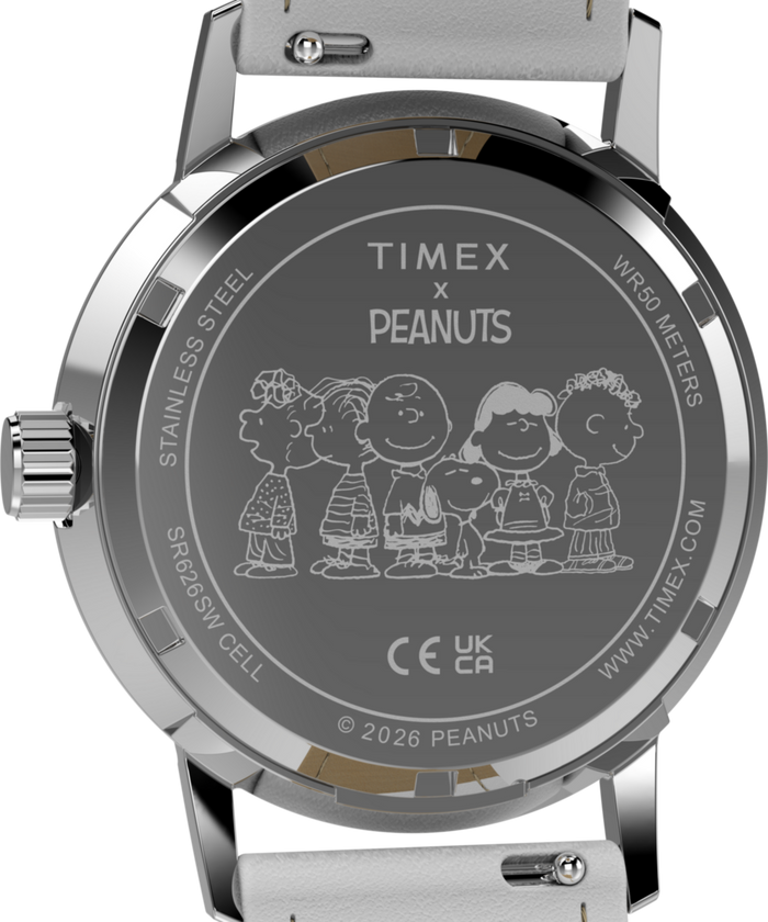TW2Y68800 Peanuts® x Timex Marlin® Flower Dial 38mm Leather Strap Watch  Caseback Image