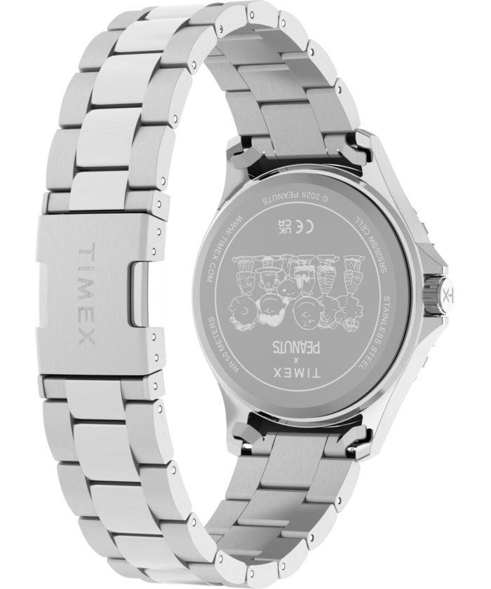 TW2Y53900 Peanuts® x Timex Navi Snoopy Soccer 41mm Stainless Steel Bracelet Watch Caseback with Attachment Image