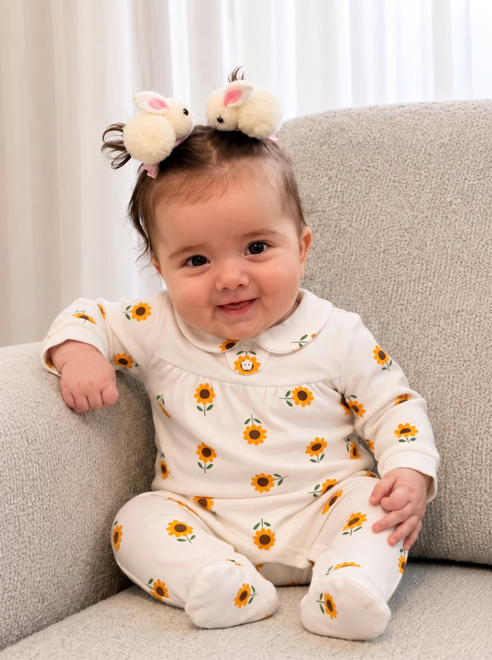 Peter Pan Collar Printed Romper (0–12 Months)