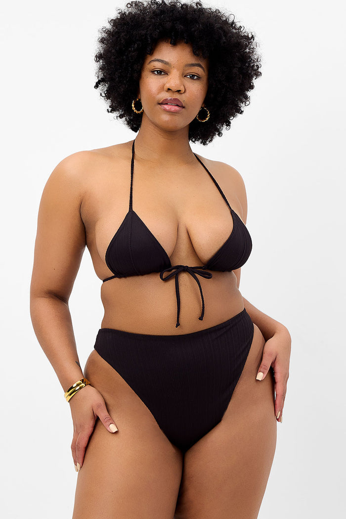 Phillipa Plissé Triangle Bikini Top Black XL