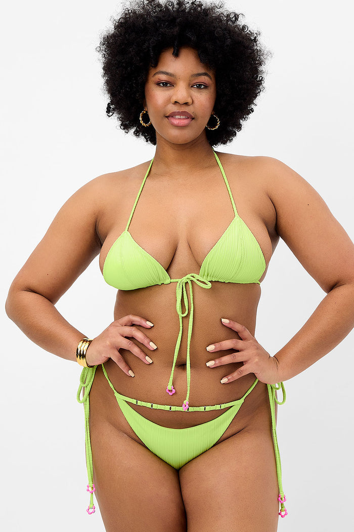Phillipa Plissé Triangle Bikini Top Kiwi