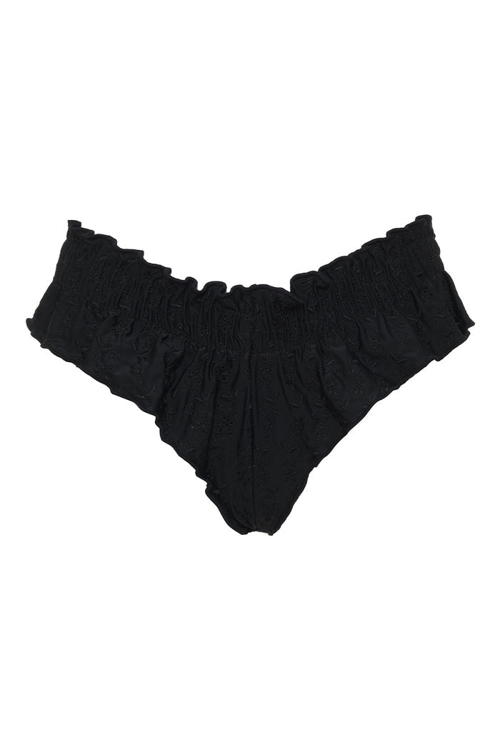 Pippa Eyelet Ruffle Bikini Bottom Black