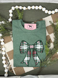 PLAID APPLIQUE BOW Embroidered T-shirt or Sweatshirt