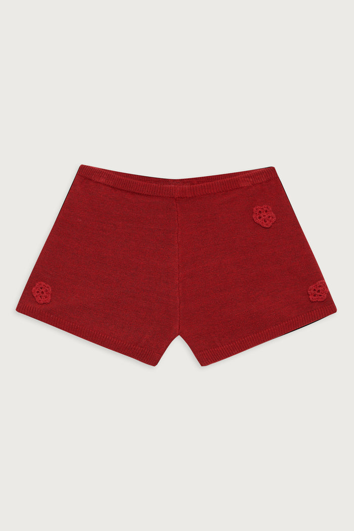 Providence cloud knit mini short red velvet
