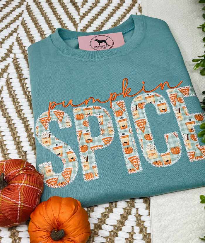 PUMPKIN SPICE Applique Embroidered T-shirt or Sweatshirt