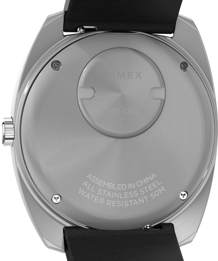 TW2Y34500 Q Timex® 1975 Enigma 37mm Leather Strap Watch Caseback Image
