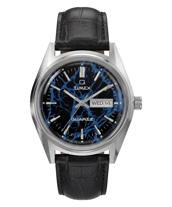 TW6A33800 Q Timex Blue Vega 38mm Leather Strap Watch Primary Image