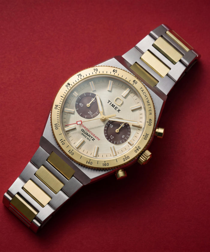 TW2Y92300 Q Timex Continental Chronograph 36mm Stainless Steel Bracelet Watch Campaign Key Silhouettes (Beauty shots) Image