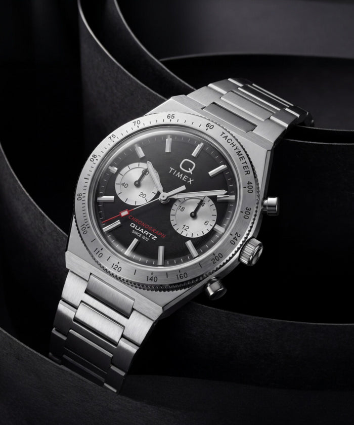 TW2Y93200 Q Timex Continental Chronograph 36mm Stainless Steel Bracelet Watch   Campaign Key Silhouettes (Beauty shots) Image