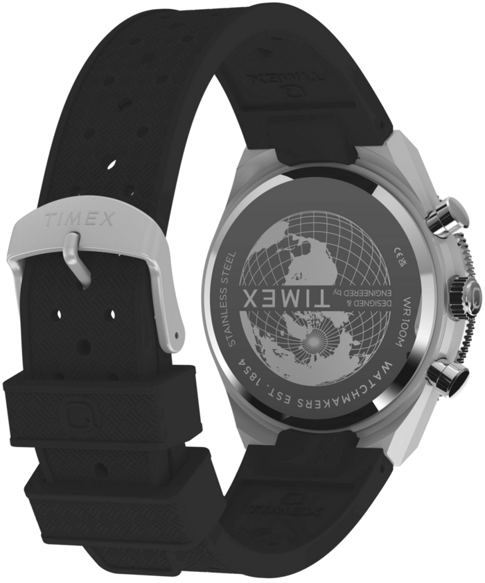 TW2Y56100 Q Timex Continental Chronograph 40mm Synthetic Rubber Strap Watch  Caseback with Attachment Image