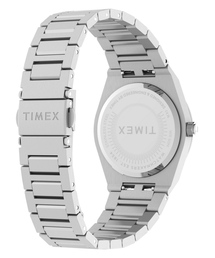 TW2Y81800 Q Timex Marbella 34mm Stainless Steel Bracelet Watch   Caseback with Attachment Image