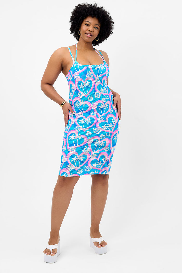 quinn tropic love bright mesh print midi dress curve