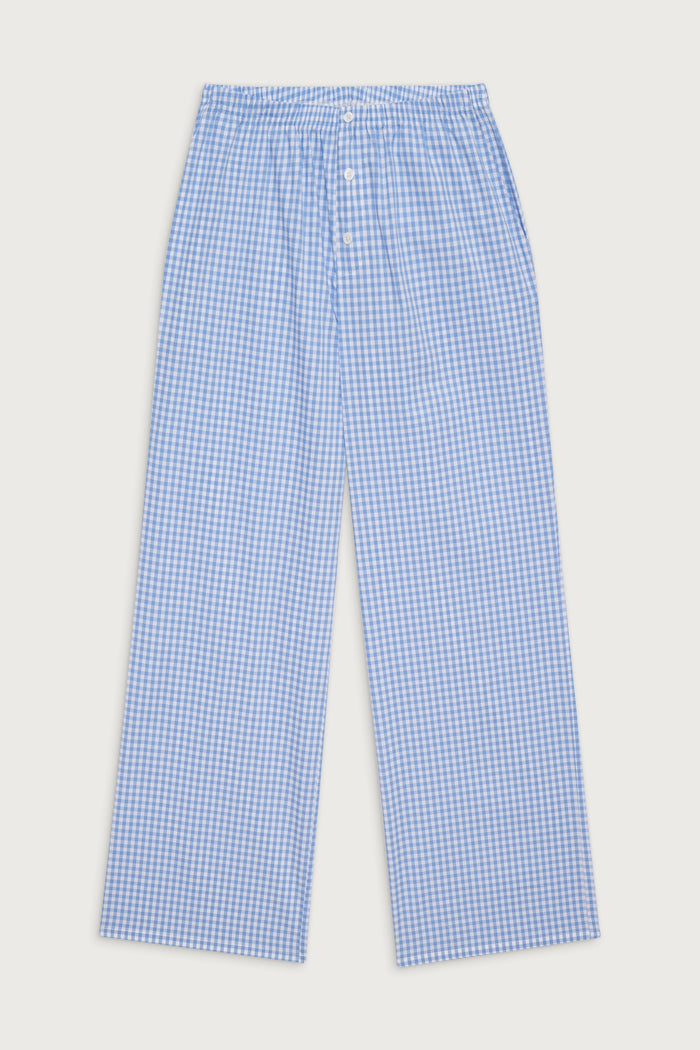Raleigh cotton pant cloud gingham blue