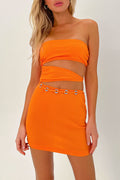 Richie Plissé Strapless Tube Dress Papaya