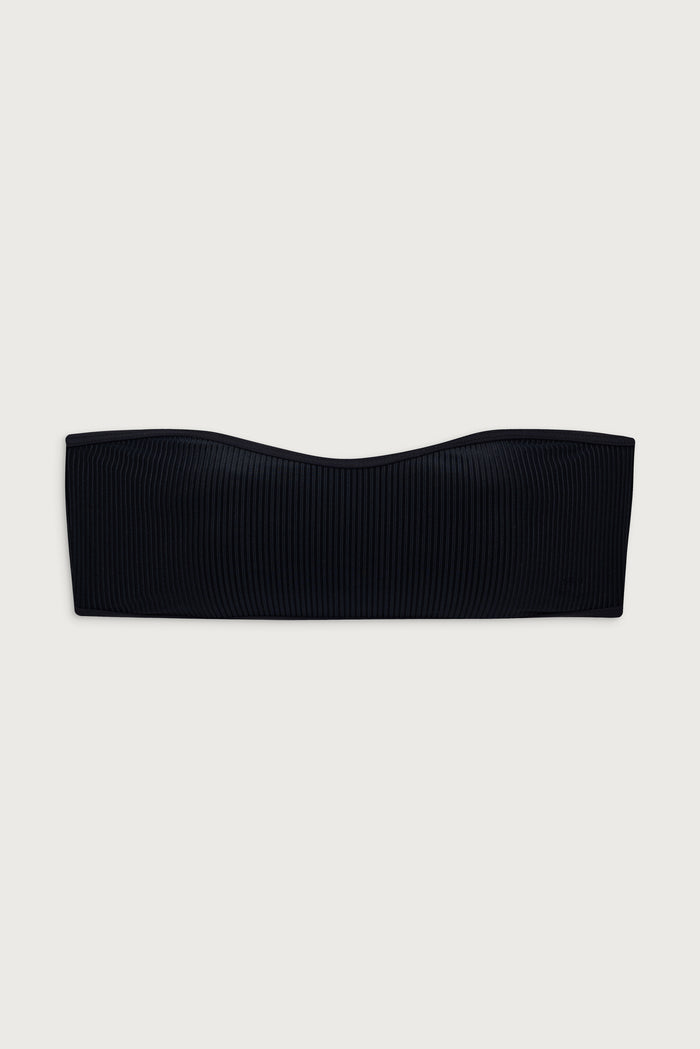Rosabella ribbed bandeau bikini top black