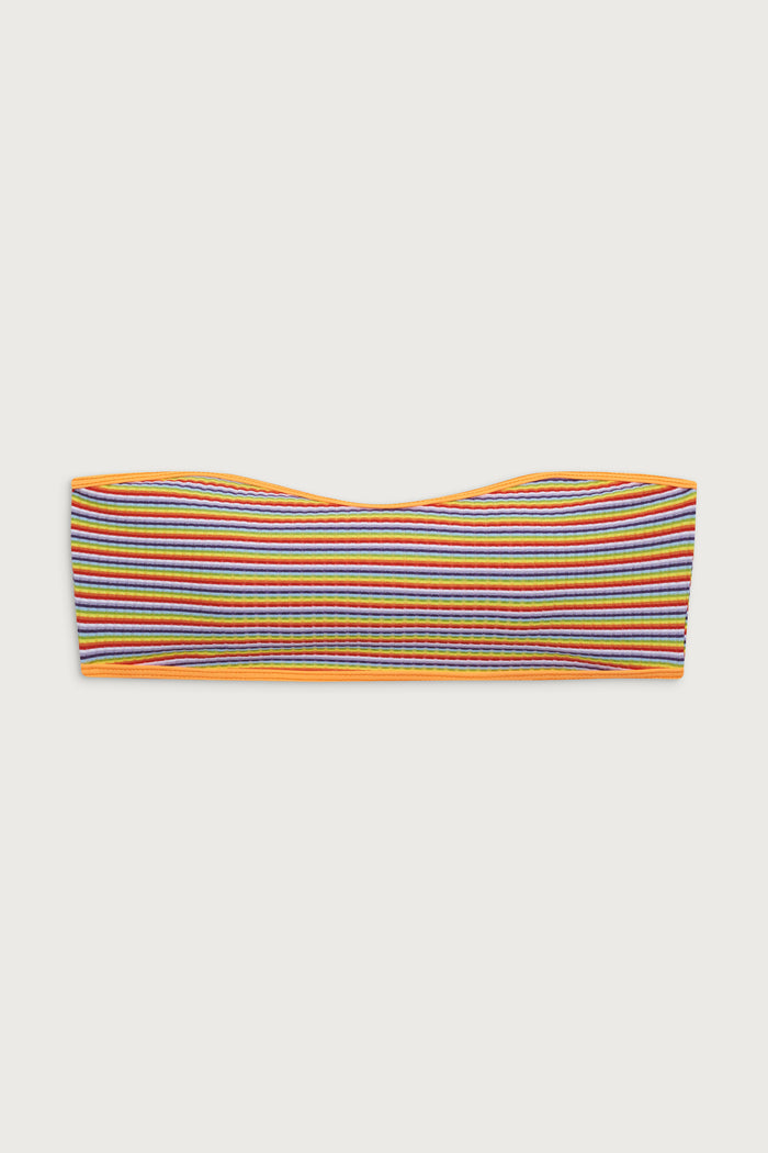 Rosabella striped bandeau bikini top hawaiian sky