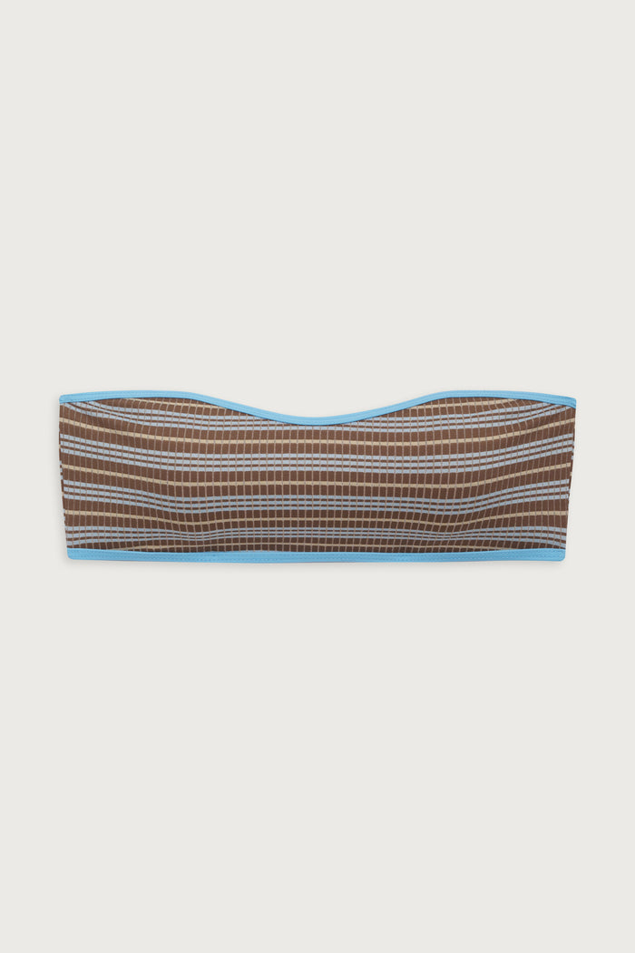 Rosabella striped bandeau bikini top ocean stone