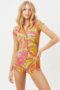 Rose Peace Terry Button Up Romper