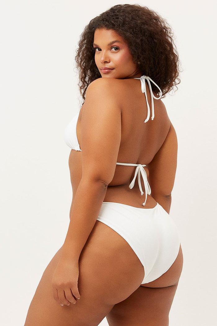 Frankies Bikinis Shea White Ribbed Seamless Classic Coverage Bottom