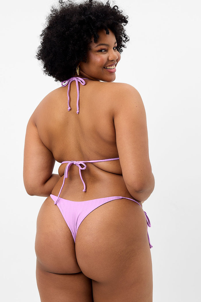 Sky Plissé String Bikini Bottom Wisteria