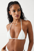 Sky triangle ribbed bikini top white