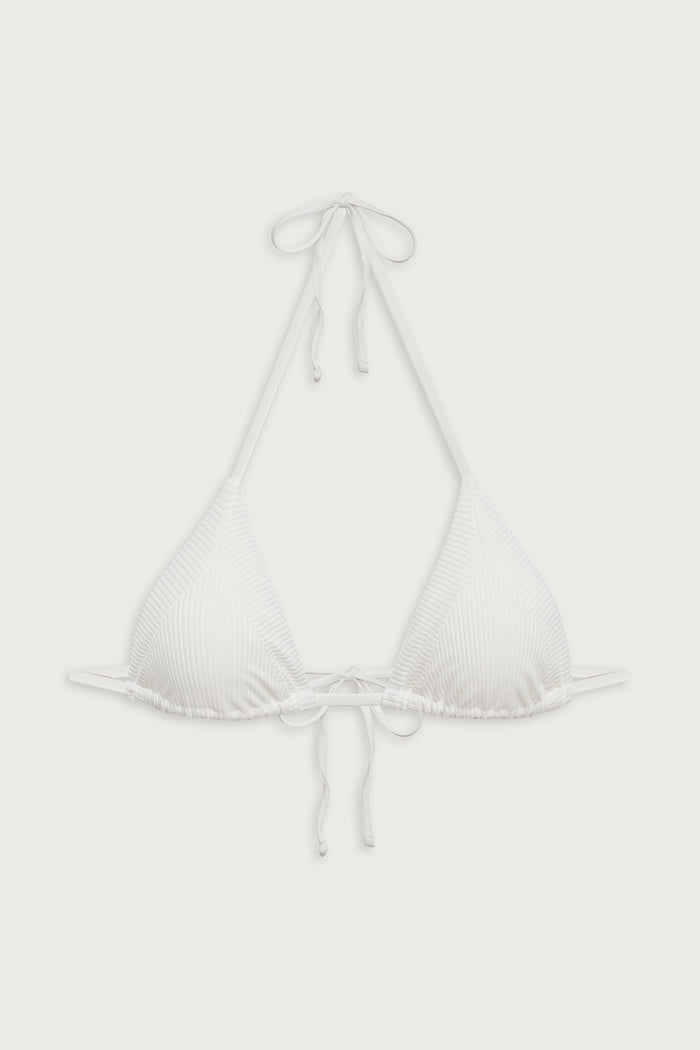 Sky triangle ribbed bikini top white