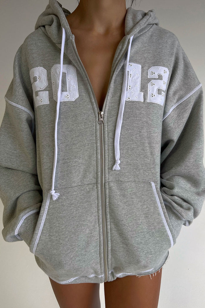Slumber Zip Up Oversized Hoodie Heather Grey