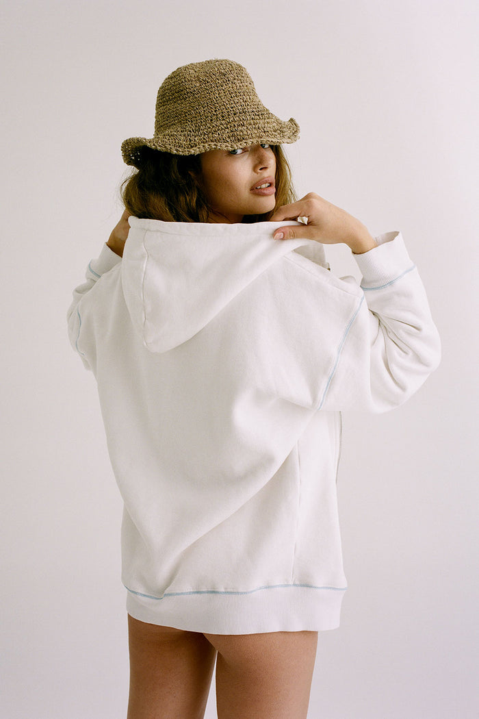 Slumber Zip Up Oversized Hoodie Malibu White