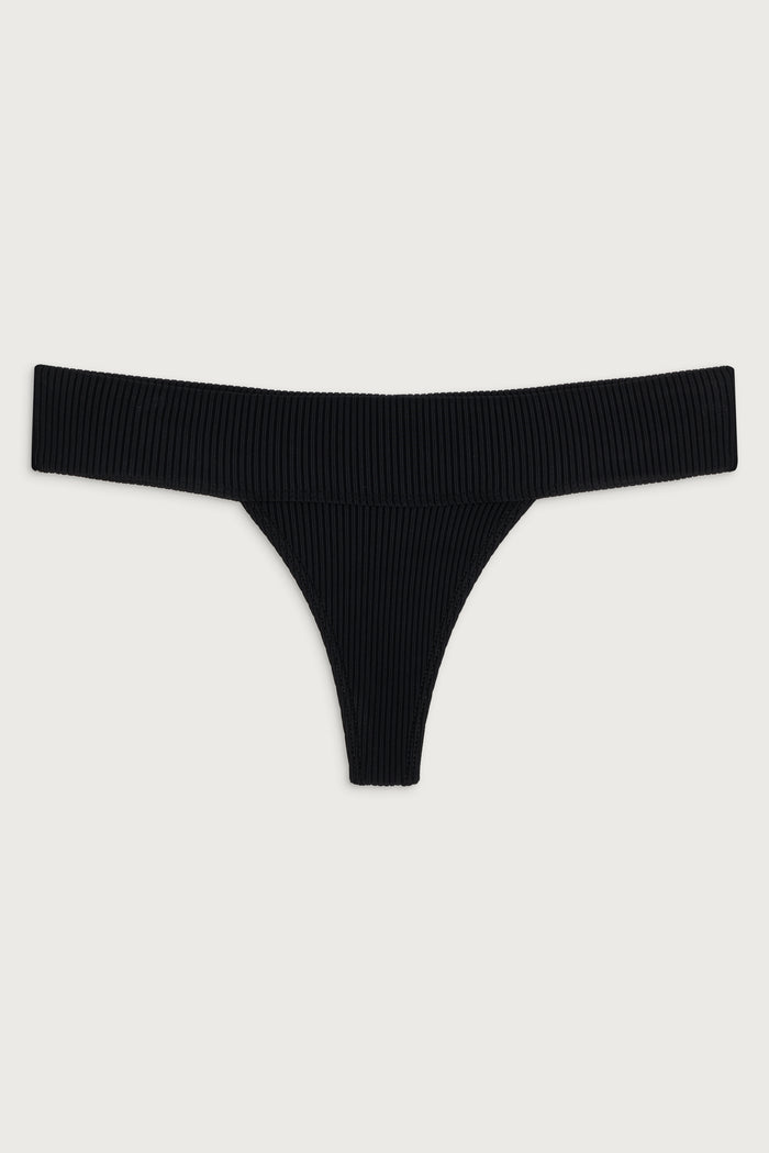 Sofia ribbed micro bikini bottom black