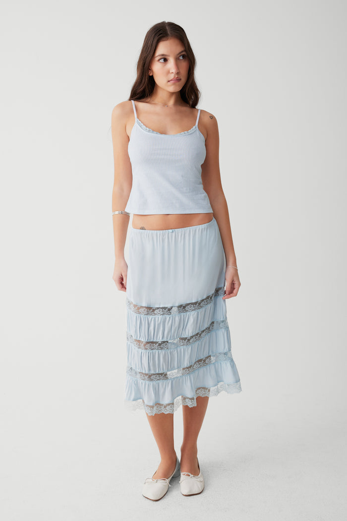 Solstice midi skirt blue porcelain