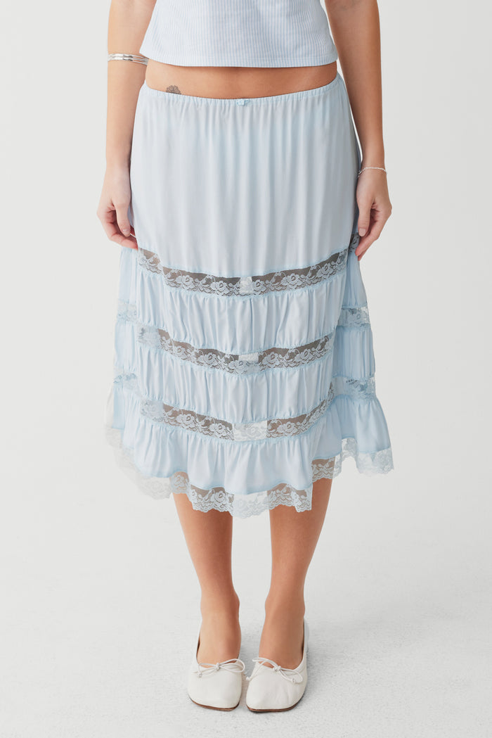 Solstice midi skirt blue porcelain