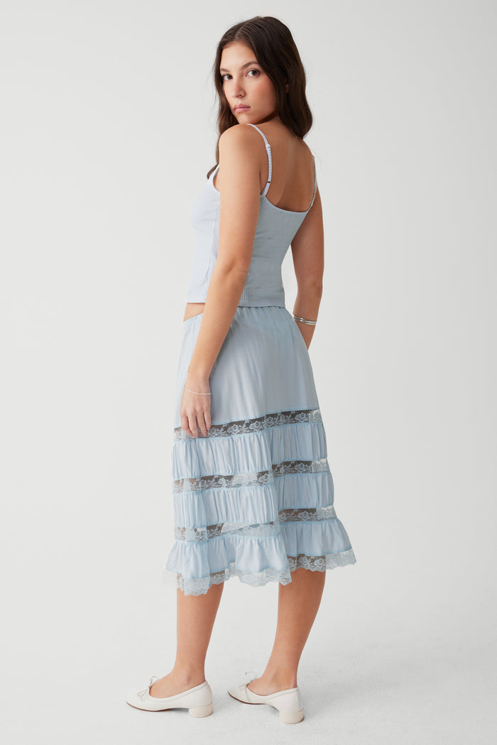 Solstice midi skirt blue porcelain