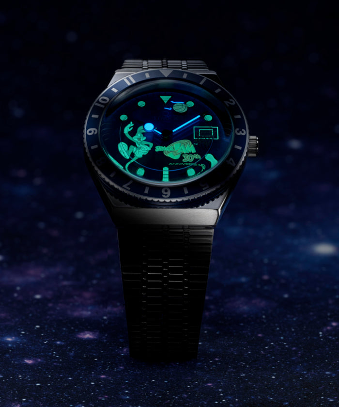 TW2Y79100 Space Jam 30th Anniversary x Q Timex Limited Edition 38mm Stainless Steel Watch Campaign Key Silhouettes (Beauty shots) Image