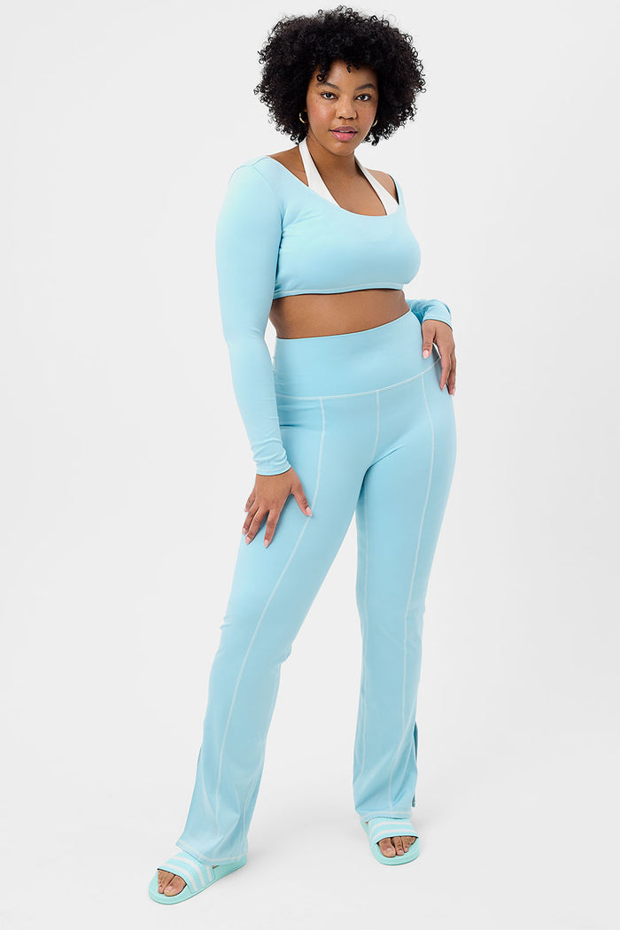 Speedy Baby Blue Long Sleeve Crop Top