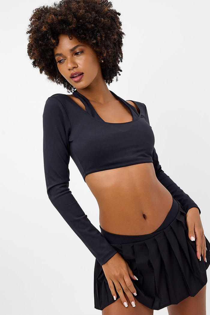 Speedy Black Long Sleeve Crop Top