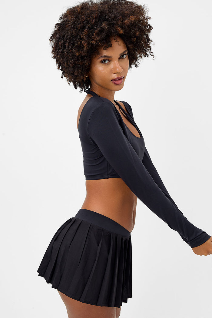 Speedy Black Long Sleeve Crop Top