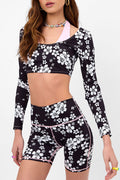 Speedy Long Sleeve Floral Crop Top Plush Plumeria