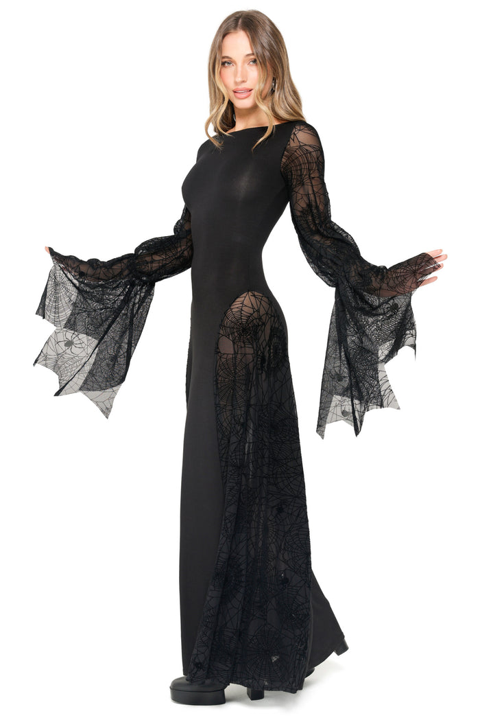 Spider Web Mesh Maxi Dress