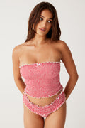 St. Jean Gingham Strapless Bikini Top - Ladybug Gingham