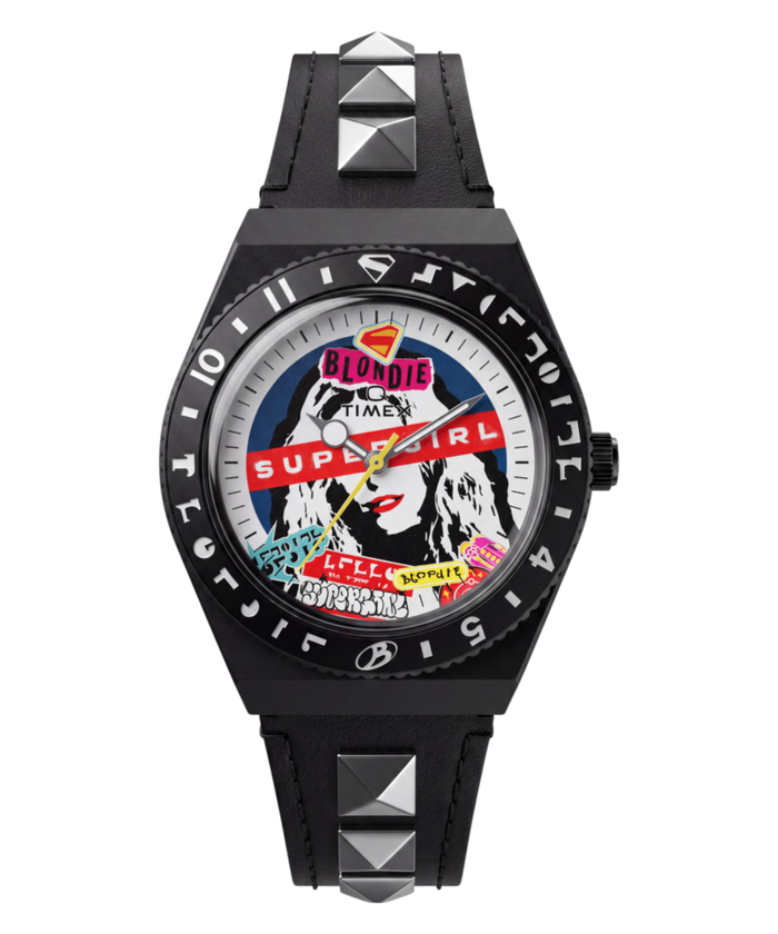 TW6A35000 SUPERGIRL x Blondie x Q Timex 36mm Leather Strap Watch Primary Image