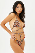 Tatum Brown Buttercup Floral Triangle Bikini Top