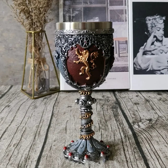 Taza Caballero Medieval Acero Inoxidable Resina Retro | Calavera Gótica