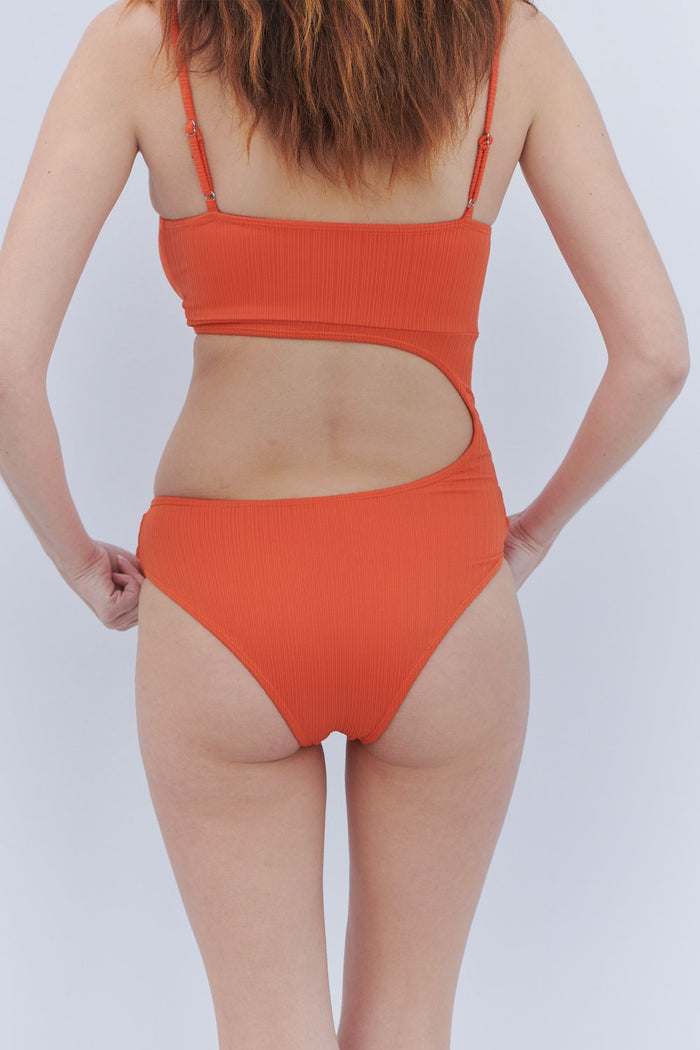 Thea Plissé Cut Out One Piece Swimsuit Marigold