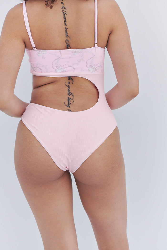 Thea Ribbed Cutout One Piece Swimsuit Aurora